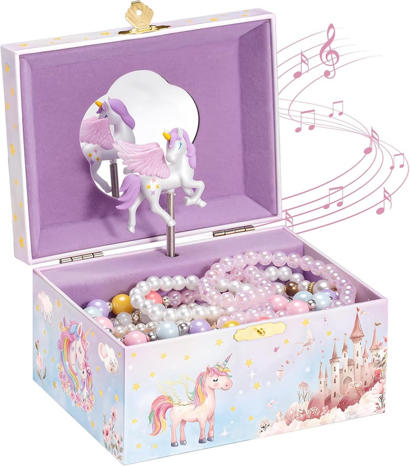 Procase Unicorn Jewelry Box for Girls, Kids Musical Jewelry Boxes with Spinning Unicorn Doll, Birthday Christmas Gifts for Little Girls Children Toddler Ages 3 4 5 6 7 8 -Unicorn (Box Only) - Image 1